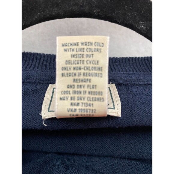 LL Bean Sweater Mens XXL Tall 2XLT V Neck Navy Blue Cotton Cashmere - Picture 8 of 8